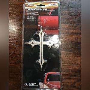 NWT Bully stainless steel cross emblem easy peel and stick application